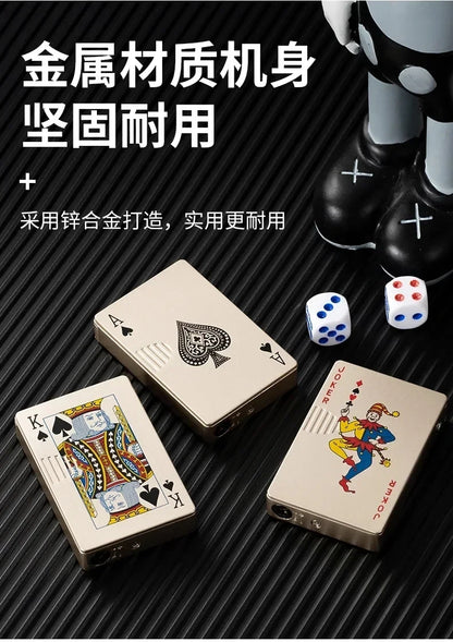 Creative Playing Cards Ace of Spades Lighter Butane Windproof Straight Metal Lighter Metal Fun Toy for Men Smoking Accessories