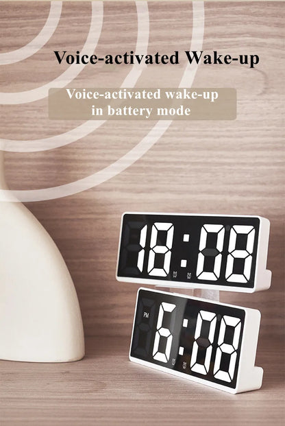 Digital Alarm Clock Voice Control Teperature Snooze Night Mode Desktop Table Clock 12/24H Anti-disturb Funtion LED Clocks Watch