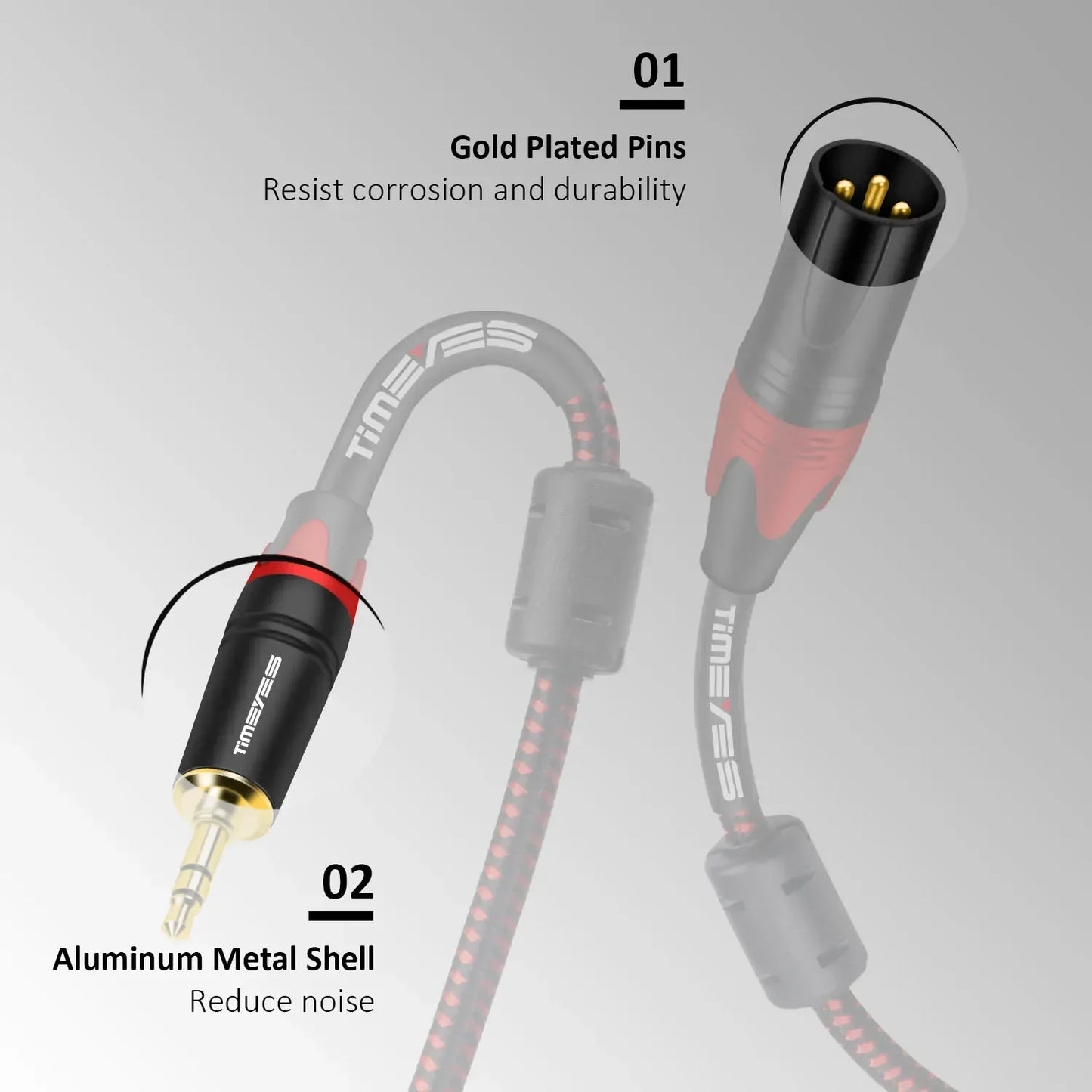 3.5mm To XLR Cable XLR To 3.5mm TRS Stereo Aux Cord Adapter Unbalaned Microphone Cable for Speaker Amplifier Camera Laptop IPad