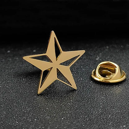 Classic Round Five-pointed Star Gold-plated Brooch, Men's Collar Lapel Pin Black, Suit Accessories, Gift for Husband