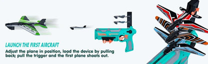 Airplane Launcher Toys for Kids Summer Outdoor Catapult Gun Foam Glider Flying Plane Toy  Game Gifts for Boys Novelty & Gag Toys