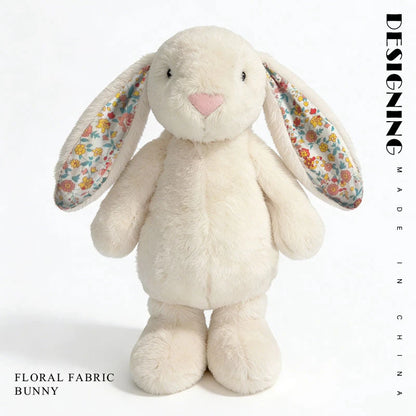 23cm Adorable Floral Bunny Plush Toy Huggable Soft Stuffed Rabbit Doll with Floral Ears Birthday Gift for Girl Plush Collectors