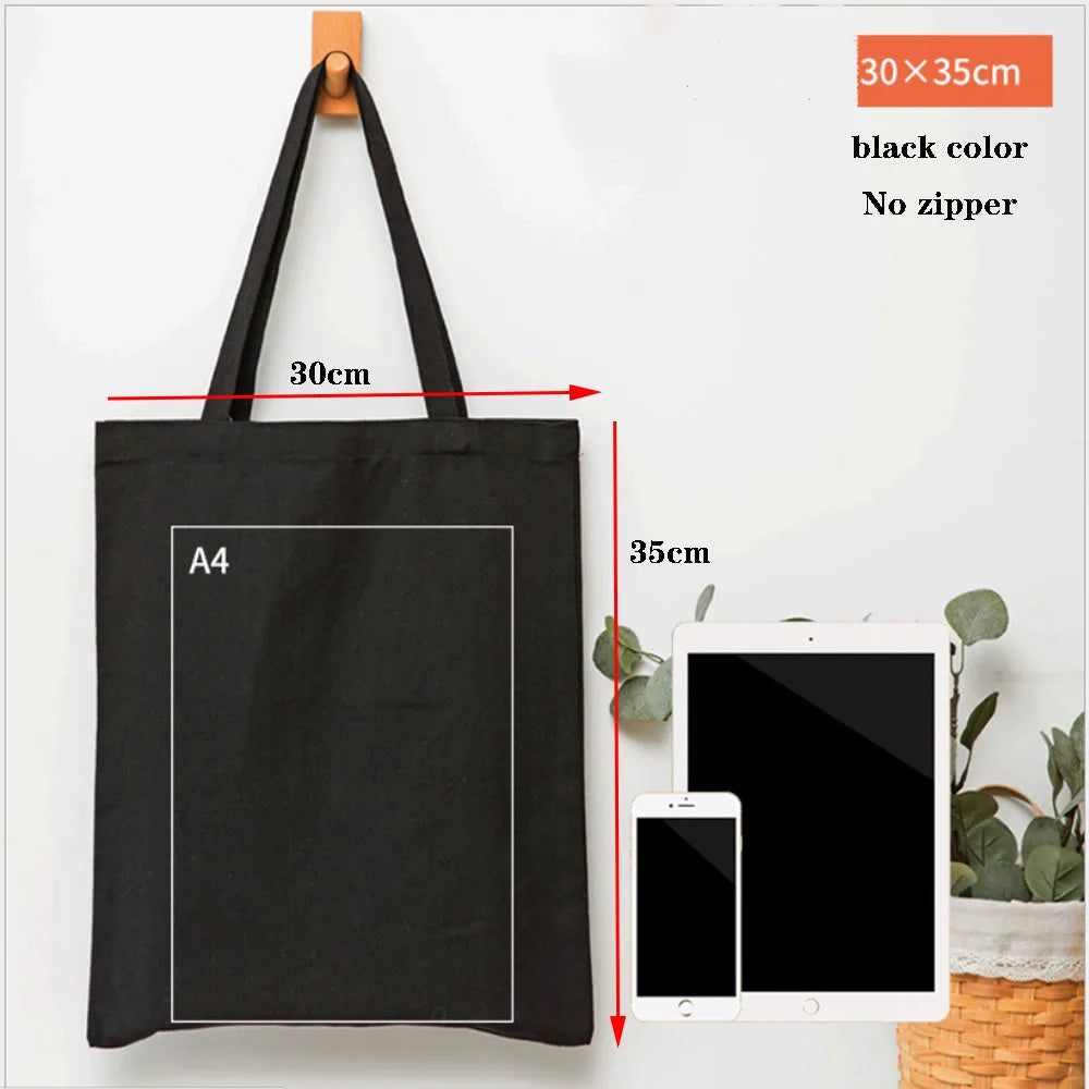 Canvas Cotton bag grocery handbag Foldable Fabric tote bag portable Storage organizer Shopping bag for woman Cloth organizer bag