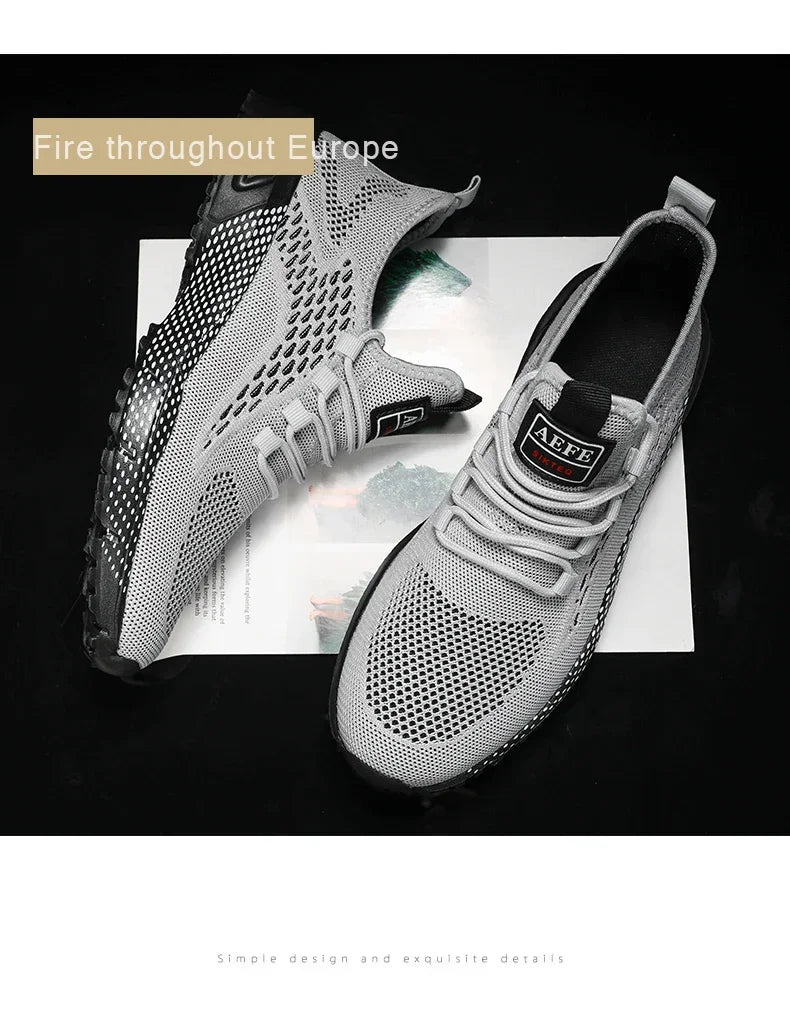 YRZL Running Shoes Men Comfortable Lightweight Grey Walking Sneakers Breathable Air Mesh Non Slip Casual Tennis Shoes for Men