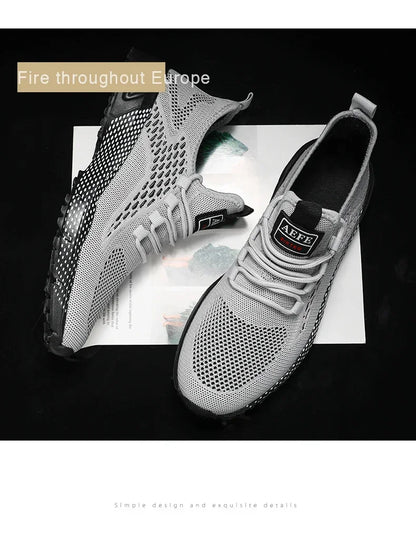 YRZL Running Shoes Men Comfortable Lightweight Grey Walking Sneakers Breathable Air Mesh Non Slip Casual Tennis Shoes for Men