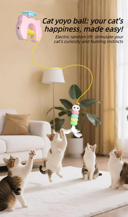Electric Cat Toy with Ropes Auto Swing Feather Toy Interactive Kitten Toy For Self Playing  Caterpillar Interactive Cat Toys