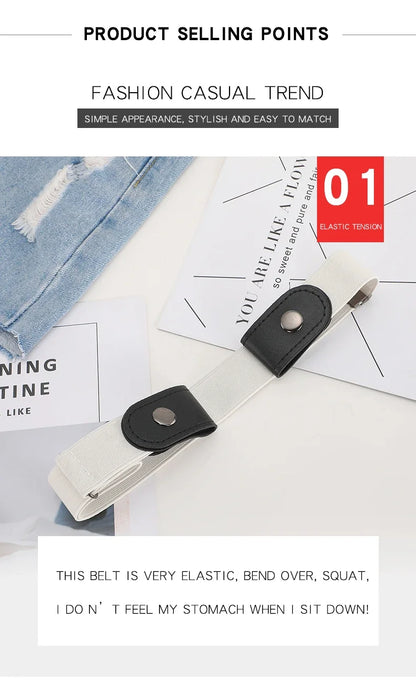 1pc Buckle-Free Belt For Jean Pants,Dresses,No Buckle Stretch Elastic Waist Belt For Women/Men,No Bulge,No Hassle Waist Belt