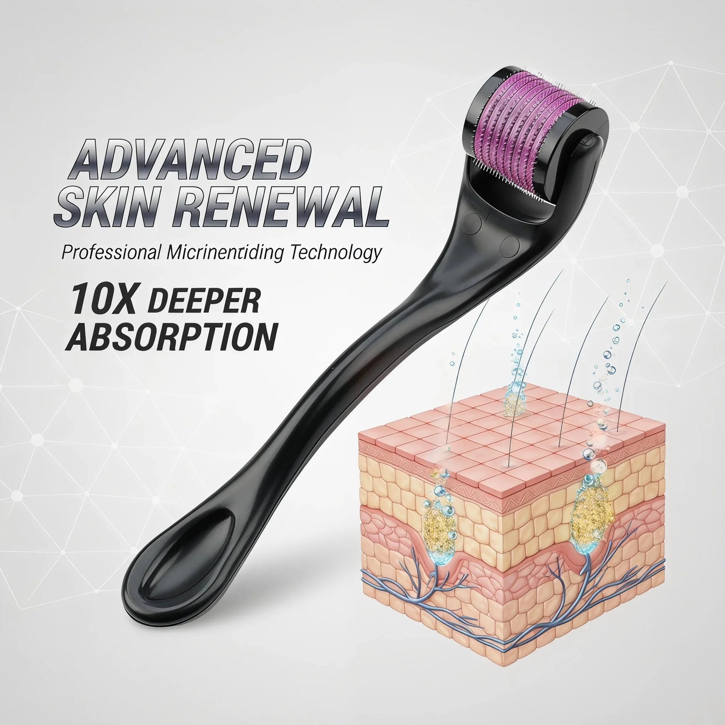 540 Titanium Derma Roller 0.25mm, Microneedle Roller for Face Skin Care, Hair & Beard Growth