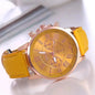 9-piece fashionable watch set, unisex quartz movement, round zinc alloy case, faux leather strap, none, mixed colors,