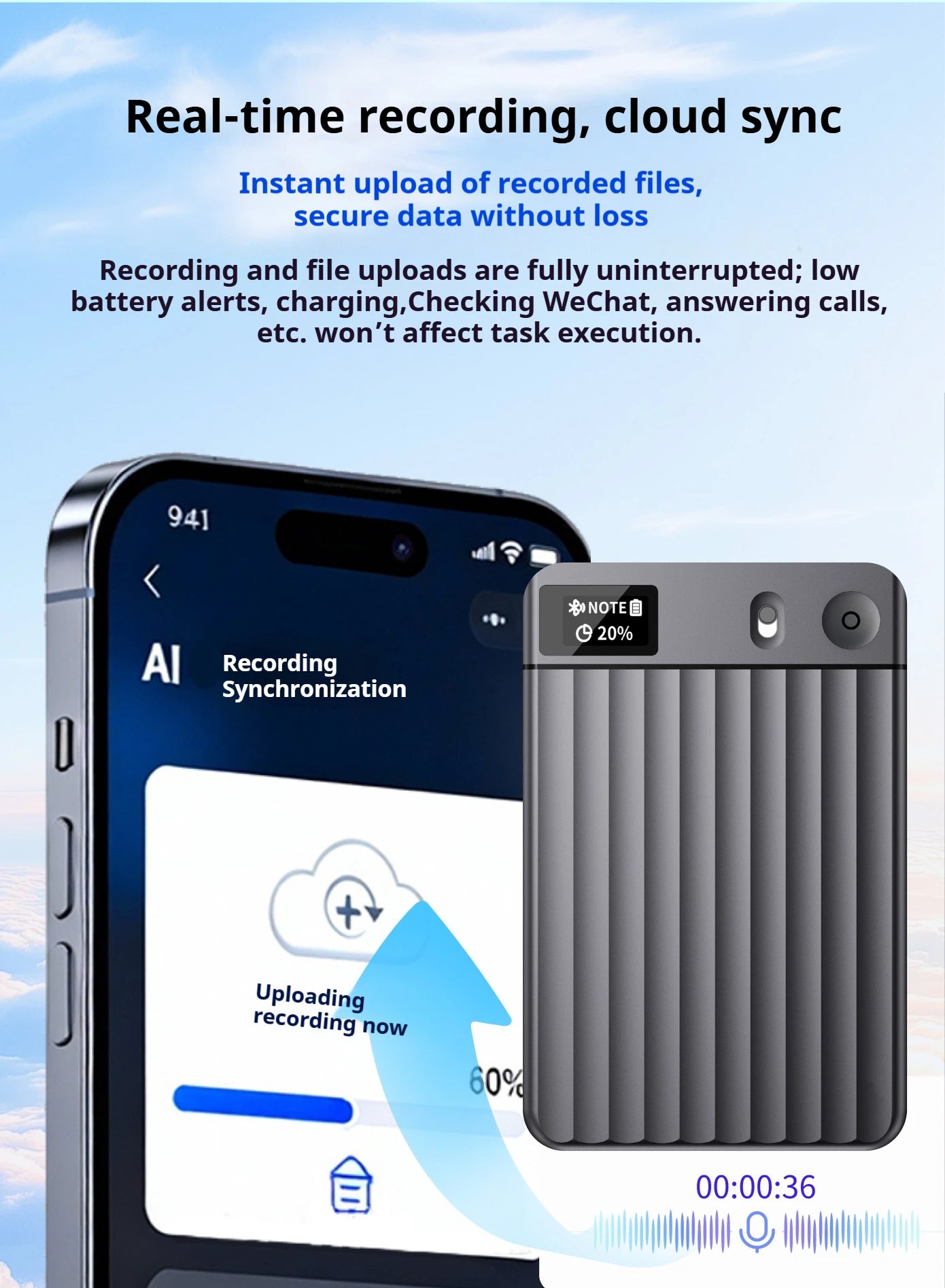 LIGE AI Voice Recorder GPT Intelligent APP Control Audio Mind Map Real Time Transcription Translate Summary Phone Call Recording