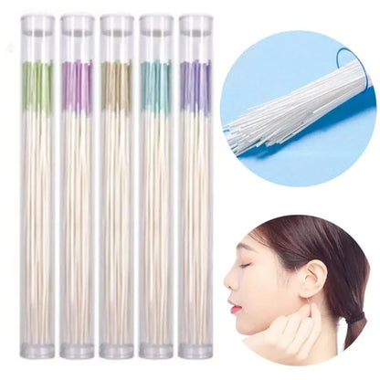 60Pcs Colorful Pierced Ear Cleaning Line Set Paper Floss Herb Solution Ear Hole Cleaning Kit Effective Anti-Blocking