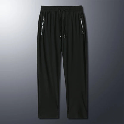 New Summer Korean Ice Silk Elastic Trousers Cool Thin Casual Men'S Loose Long Large Size Small Foot Sports Pants 8XL