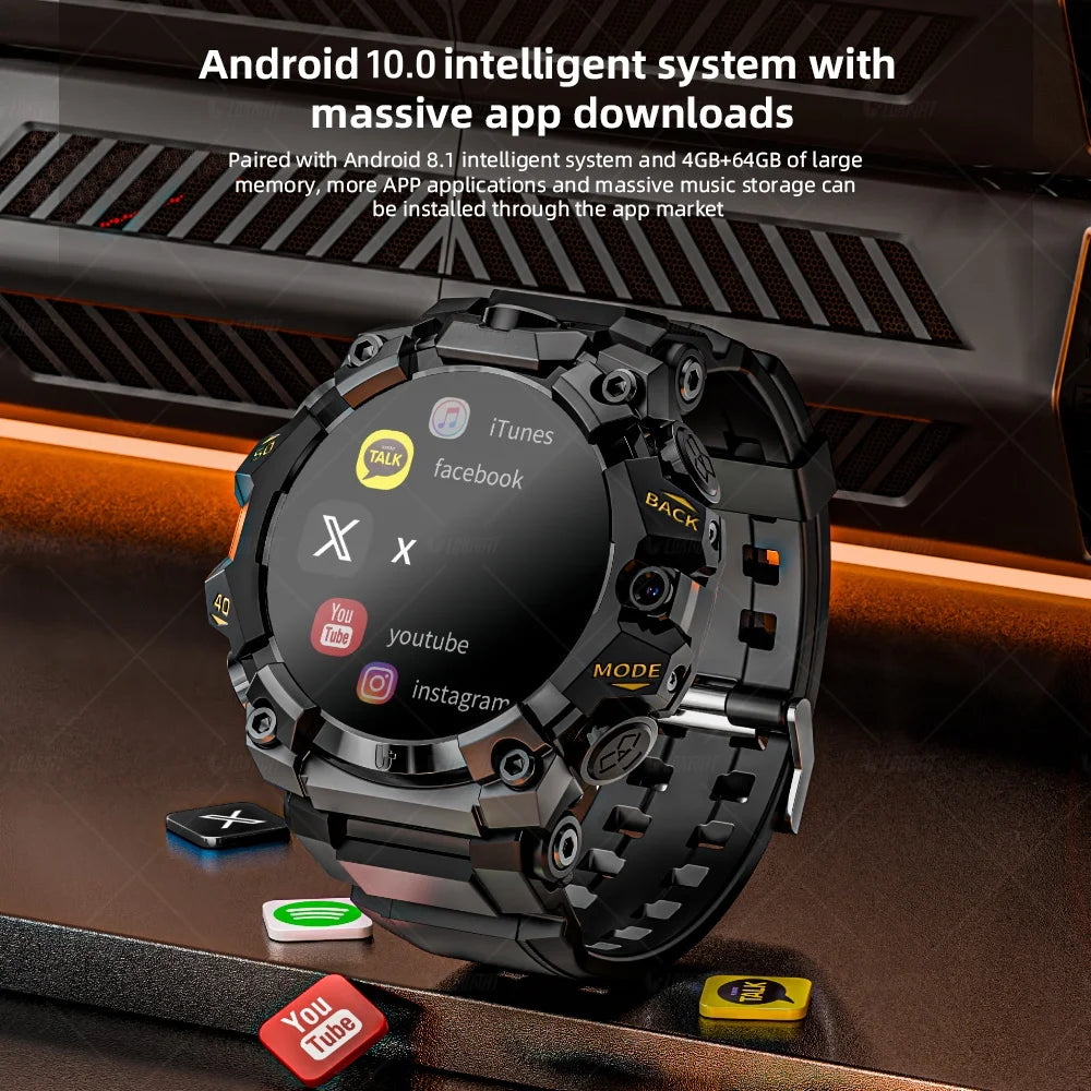 5G Cellular Version Q668 Android 10.0 Smart Watch 1.95inch Amoled 720*720 Smartwatch With 800W Dual Camera GPS WIFI Sim Card