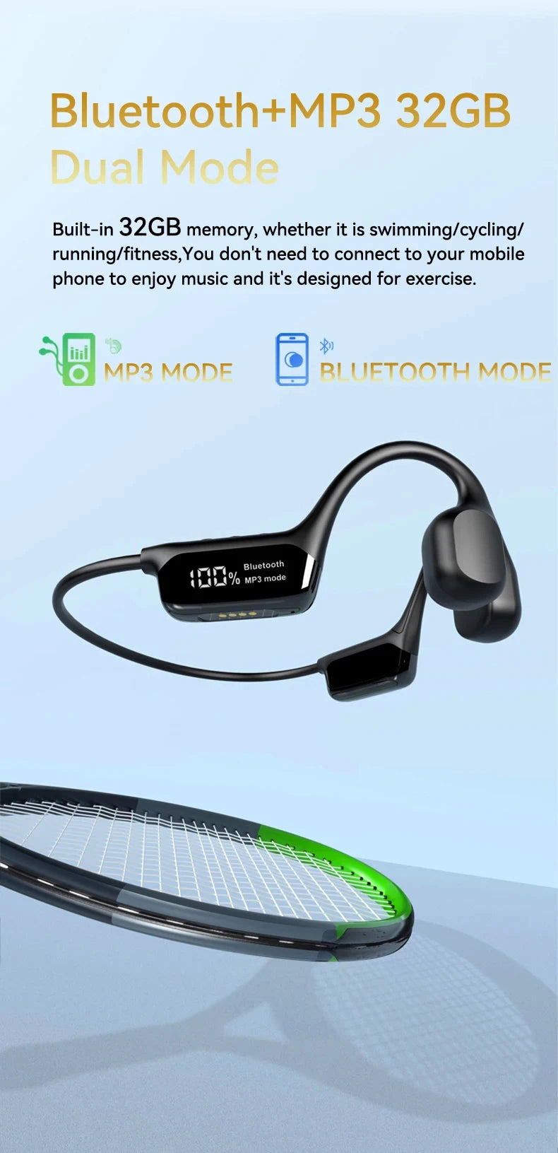 LonMao S10 Wireless IPX8 Swimming Bone Conduction Headphone Bluetooth 32GB MP3 Player Hifi Bass Music Sport Earphone