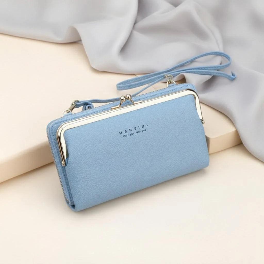 Ladies Crossbody Bag PU Leather Handbag Women Travel Casual Shoulder Bag Everyday Use Double Layer Mobile Wallet Clutch Purse
