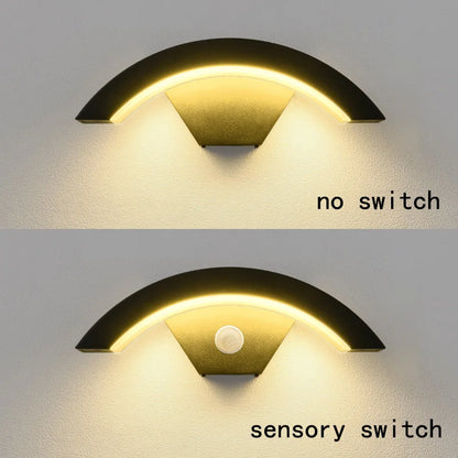 Semicircular Outdoor Wall Lamp IP65 Waterproof LED Lighting With Motion Sensor Entrance Porch Garden Courtyard Aisle Wall Lamp