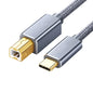 USB C To USB B 2.0 Printer Cable Braided Printer Scanner for Epson HP Canon Brother MacBook Pro Samsung MIDI Controlle Cable