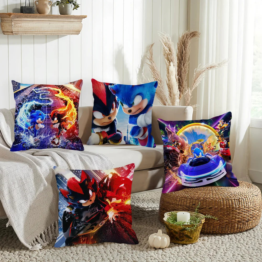 Movie S-Sonic the T-Hedgehog 3 Pillow Case Home Decoration Cushion Cover Suitable For Bedroom Car Office Sofa