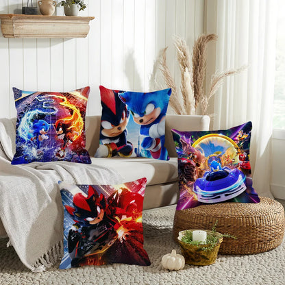 Movie S-Sonic the T-Hedgehog 3 Pillow Case Home Decoration Cushion Cover Suitable For Bedroom Car Office Sofa