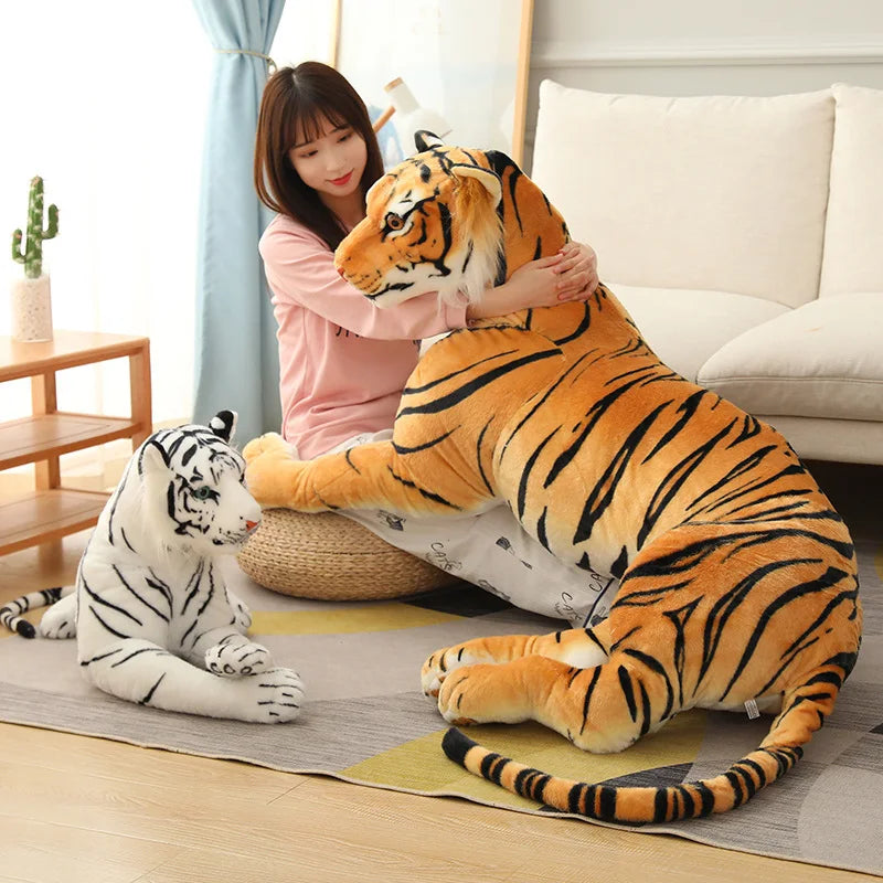 Giant Real Life Tiger Plush Toys Stuffed Soft Wild Animals Simulation White Tiger Jaguar Doll Children Kids Birthday Gifts Decor