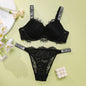 New V Lace Lingerie Set Women's Sexy Bra and Panty Set Comfortable push up Shapewear Adjustable Padded Gathered