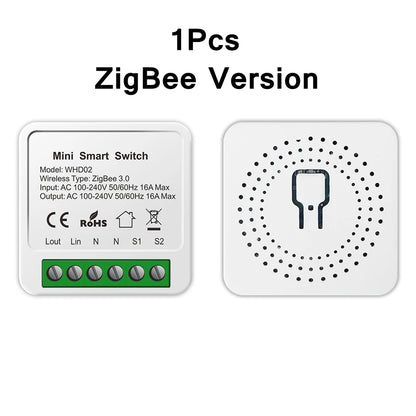 Tuya Smart Home ZigBee WiFi Smart Switch with Power Monitor 16A Mini Breaker Voice Control for Homekit Siri Alexa Google Alice