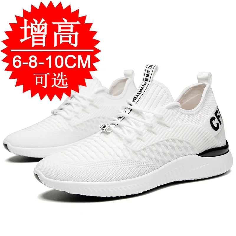 Men Breathable Height Increase Shoes  Lightweight Sneakers Invisible Height Increase Shoes 8cm Breathable Mesh Sneakers10cm