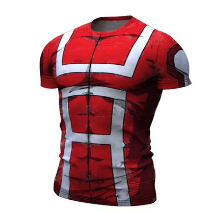 New Cosplay Printed Clothing Fitness Running T shirt Men O-Neck Cartoon Bodybuilding Sport Shirts Tops Gym Men T shirt