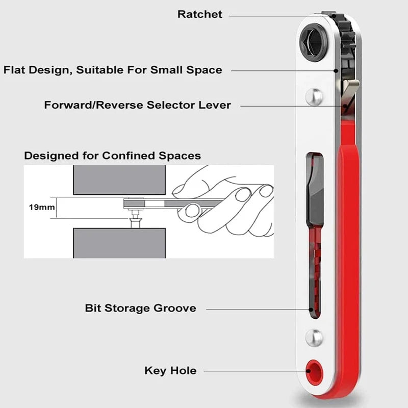 Two Way Ratchet Screwdriver Multifunctional Bidirectional Forward and Reverse Ratchet Screwdriver Elbow Flat Cross Slotted Tool