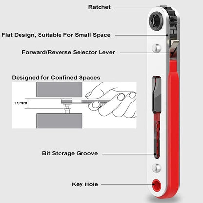 Two Way Ratchet Screwdriver Multifunctional Bidirectional Forward and Reverse Ratchet Screwdriver Elbow Flat Cross Slotted Tool