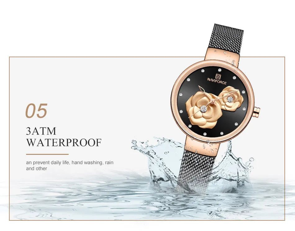 NAVIFORCE Luxury Women Watch Waterproof Dress Wristwatch Stainless Steel Bracelet Strap Elegant Lady Fashion Casual Female Gift