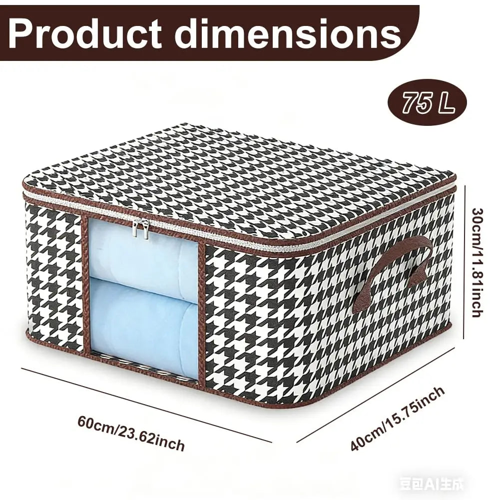 Visible Large Capacity Storage Box Portable Household Clothes Organizer With Handles Foldable Dustproof Quilt Zipper Container