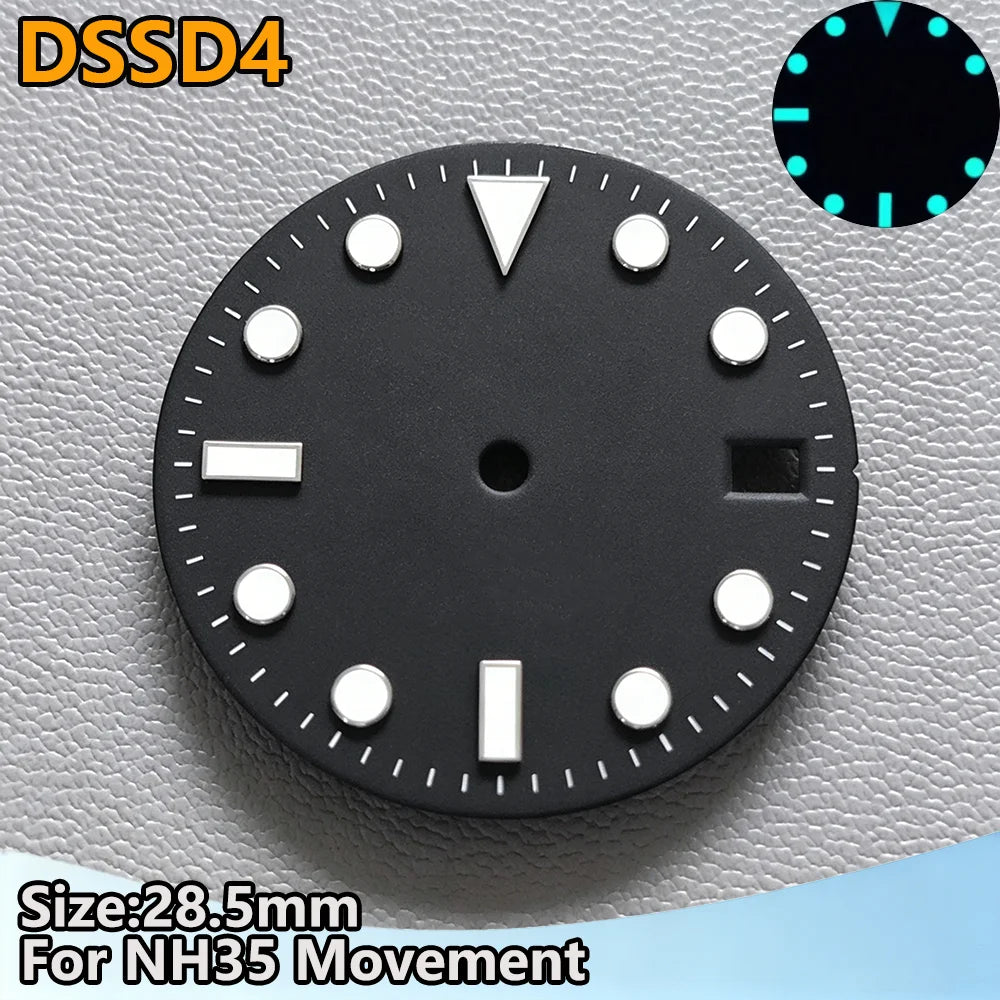 28.5mm NH35 Watch Dial Luminous Dials Single Calendar Dial Suitable For NH35 Movement Can Support DIY Dial Customization Logo