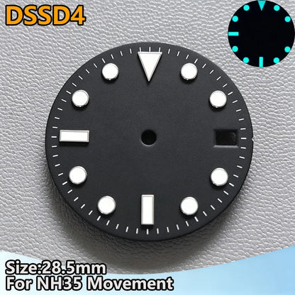28.5mm NH35 Watch Dial Luminous Dials Single Calendar Dial Suitable For NH35 Movement Can Support DIY Dial Customization Logo