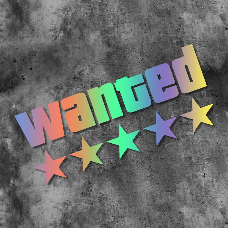 Wanted Star Vinyl Decal - Waterproof Motorcycle Car Scooter Sticker for Fuel Tank Side Panel DIY Decoration
