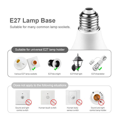 2PCS /Pack LED Bulb Light E27 Radar Motion Sensor 220V White Lamp Working in Night Auto On for Home Living Room Stairs Pathway