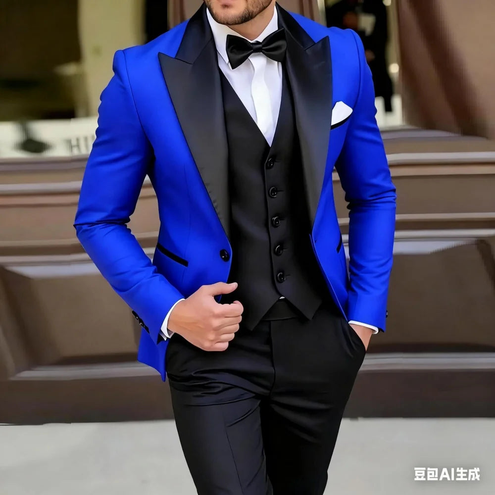 Men's Green And Black Formal Terno Set of 3 Pieces Blazer Wedding Groomsmen Suit Ideal for Wedding Ceremony And Dance
