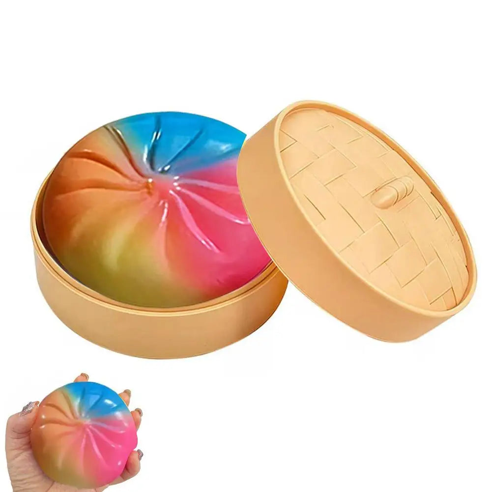 Simulation Flash Dumpling Pressure Ball Slow Rebound Soft Pinch Decompression Squishy Stress Relief Balls with Steamer