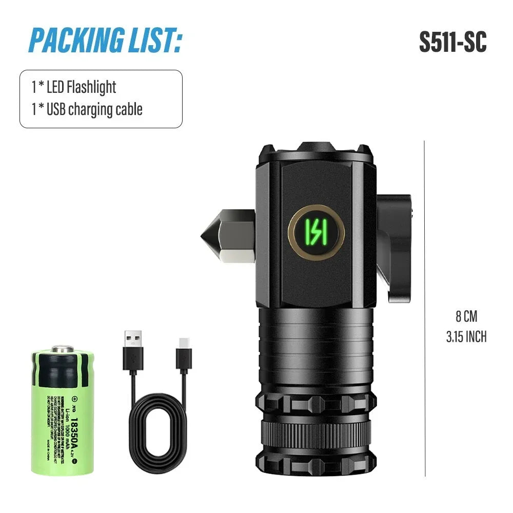 High Quality 3*SST20 LED Flashlight 18350 Super Bright Torch Rechargeable USB Light Waterproof with CAP CLIP for Hiking Camping