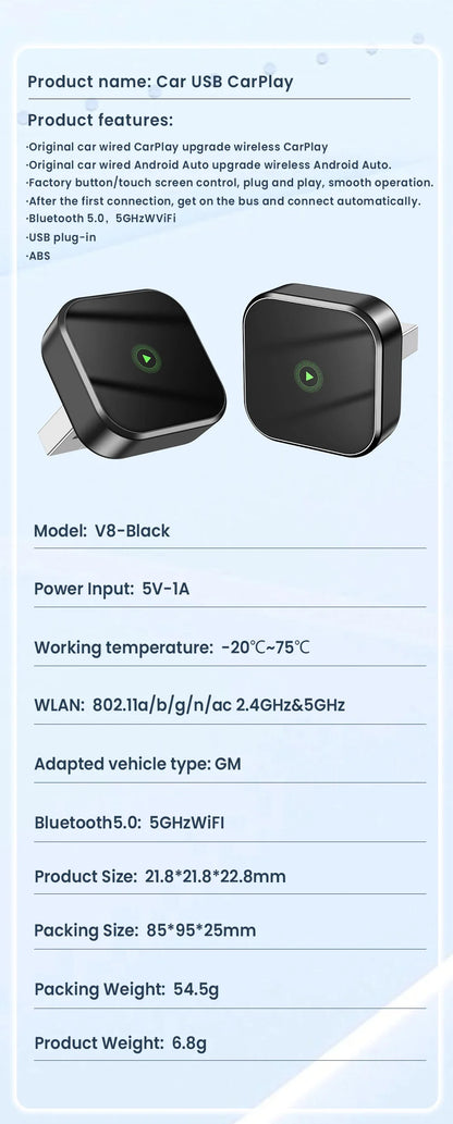 CarRocket 2in1 Wireless CarPlay Dongle Android Auto Adapter AI Smart Box Car Intelligent Systems for Car with Wired CarPlay