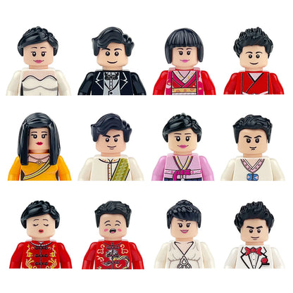 City character building block figure set, little block people, block accessories, engineer, doctor, firefighter, kids' toy
