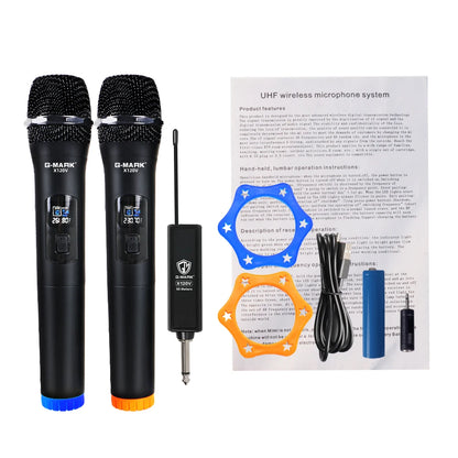 Wireless Microphone G-MARK X120V 2 Channels Handheld Karaoke Mic For Party Meeting Show Home School