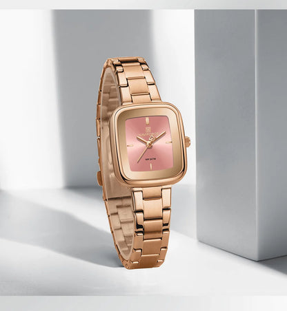 NAVIFORCE Women Quartz Watch Retro Fashion 3ATM Waterproof Stainless Steel High Quality Durable Elegant Daily Ladies Wristwatch