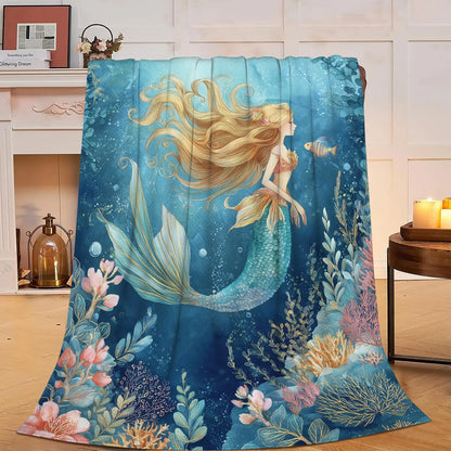 Vintage Grunge Great White Shark Letter Print Flannel Throw Blanket, Soft Warm Sofa Cover, Ocean Gift For Bedroom Daily Rest Use