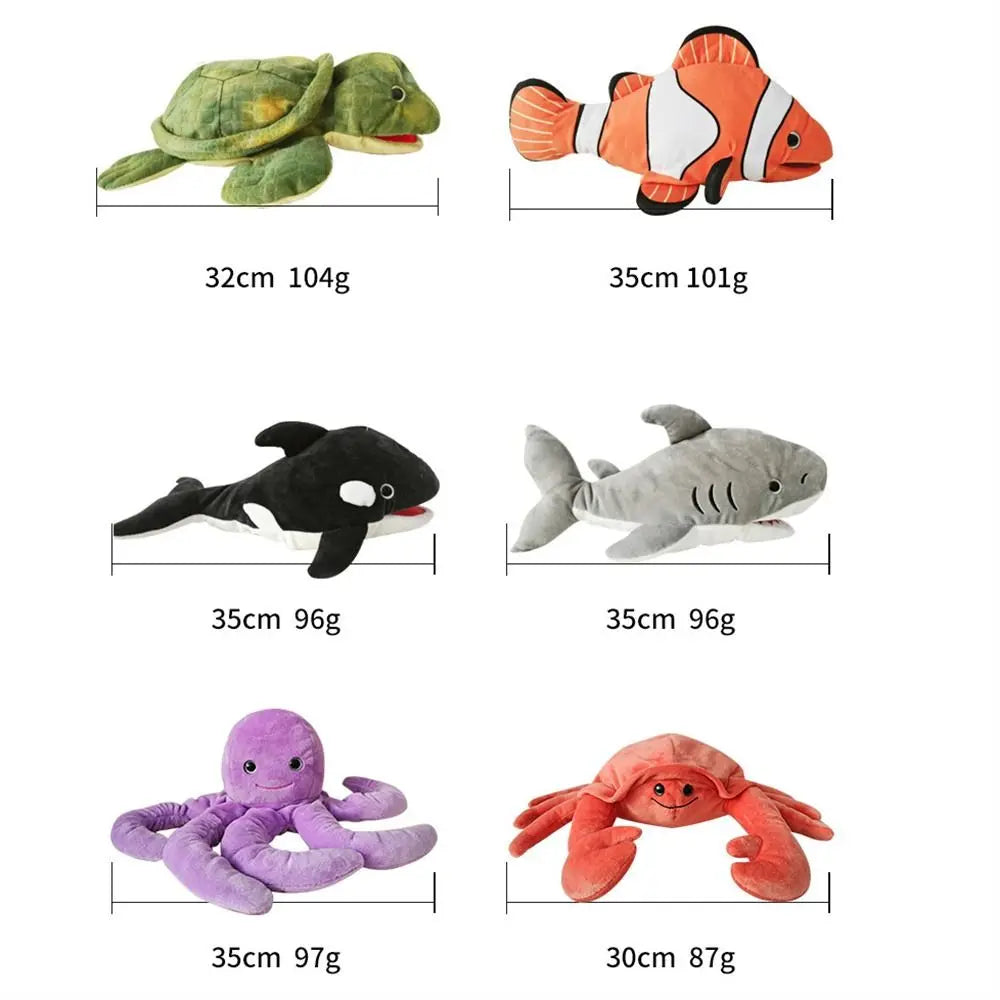 Kids Toy Hand Doll Sea Animal Puppets Stuffed Animal Turtle Whale Plush Shark Puppet Octopus Crab Telling Story Early Education