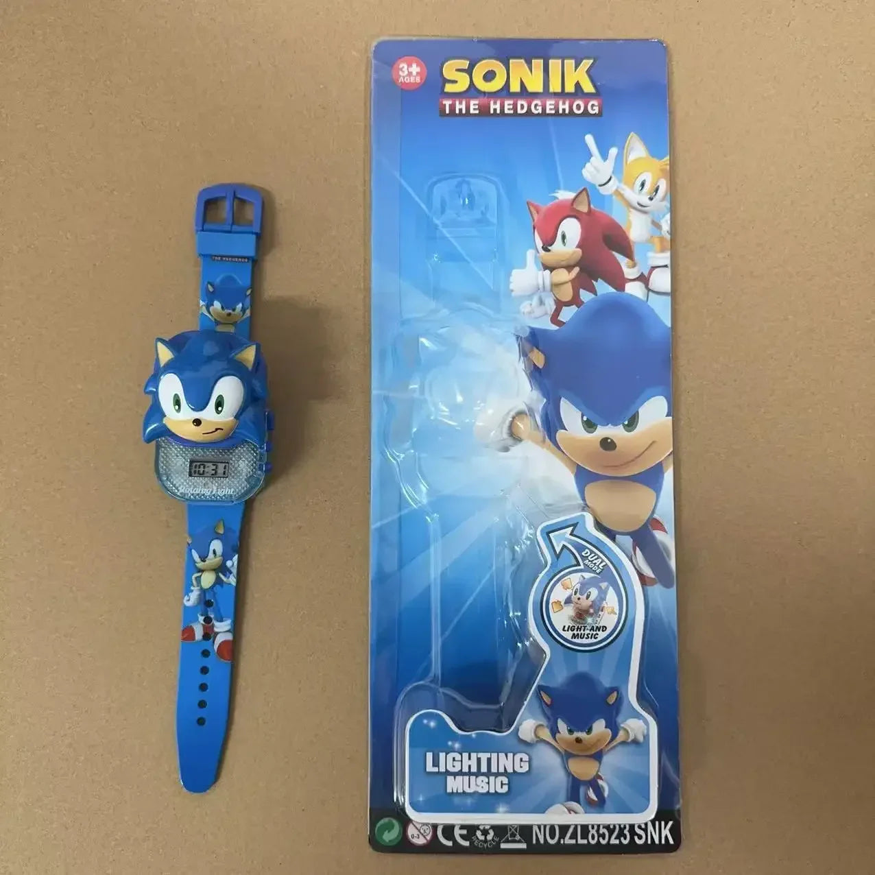 Game Hedgehog Cartoon 24 Pattern 3D Projection Watch Sonic Action Figure Kids Flip Toy Watch Projector Toy Kids Birthday Gift