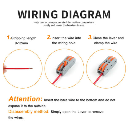 DIY GO 25PCS Universal Compact Fast BUTT Wire Connector Push-in Lever Splice Terminal Block 2/3/4/5 Pin Home LED Lighting Wiring