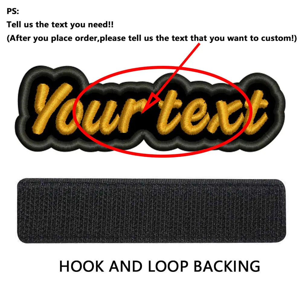 Custom Colorful Irregular Shape Embroidered Name Patch, Personalized Text Badge with Iron-On backing and Hook&Loop Backing