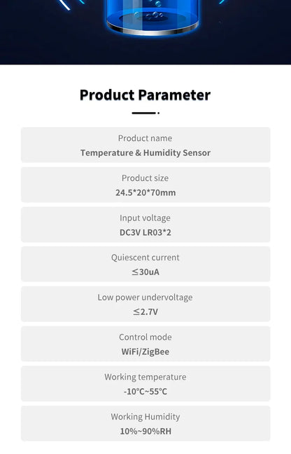 Tuya Zigbee Temperature And Humidity Sensor Indoor Thermometer For Home Work With Alexa Google Home Assistant zigbee gateway