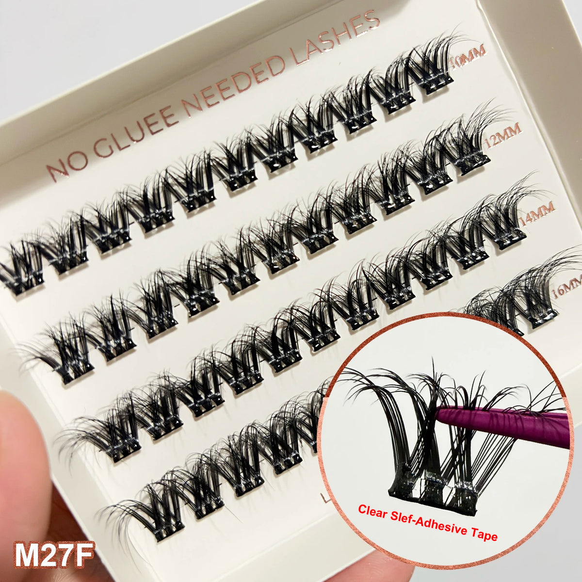 2‑5 Days Strong Hold Press On Cluster Lashes Wide Black Pre‑glued Band Self Adhesive Eyelashes NEW No Glue Need Lash Clusters